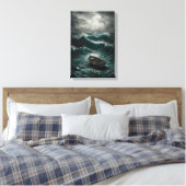 Abandoned Boat in Stormy Watters Ocean Art Leinwanddruck (Insitu (Schlafzimmer))