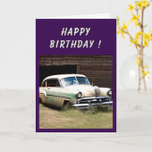 Abandoned Car 1950s Birthday Karte (Gelbe Blume)