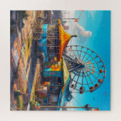 Abandoned Carnival Empty Ferris Wheel and Rides Puzzle (Horizontal)
