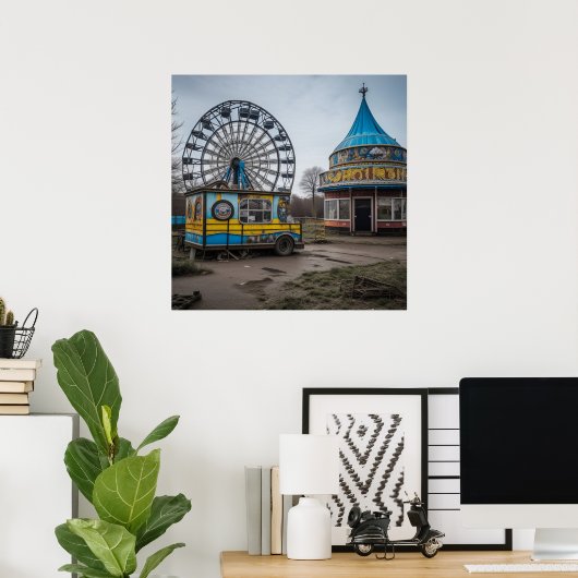 Abandoned Carnival Empty Ferris Wheel and Zent Poster (Heimbüro)