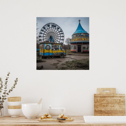 Abandoned Carnival Empty Ferris Wheel and Zent Poster (Küche)