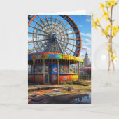 Abandoned Carnival Empty Ferris Wheel Karte (Gelbe Blume)