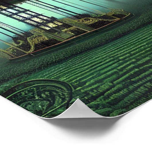 Abandoned Carousel Digital Art Poster (Ecke)