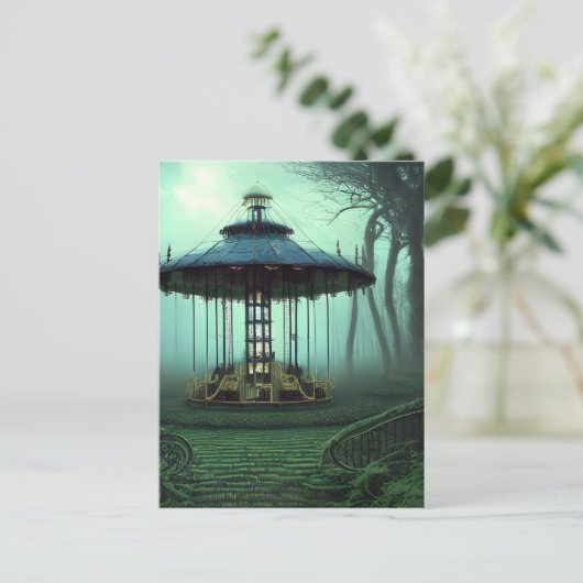 Abandoned Carousel Digital Art Postkarte (Stehend Vorderseite)