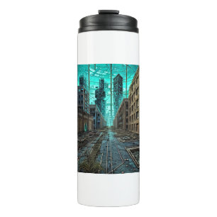 Abandoned City Dystopian AI Generated Artwork Thermosbecher