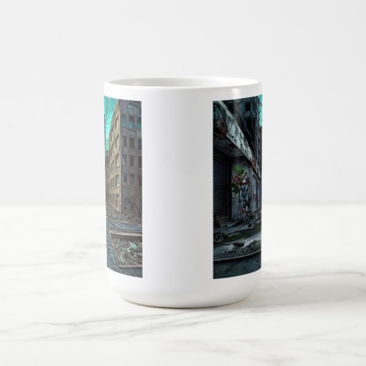 Abandoned City Dystopian AI Generated Artwork Verwandlungstasse (Zentrum)