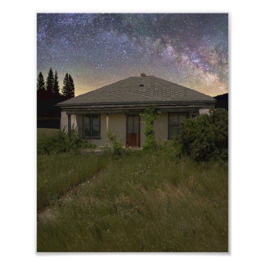 Abandoned Cottonwood South Dakota at Night Fotodruck (Vorne)