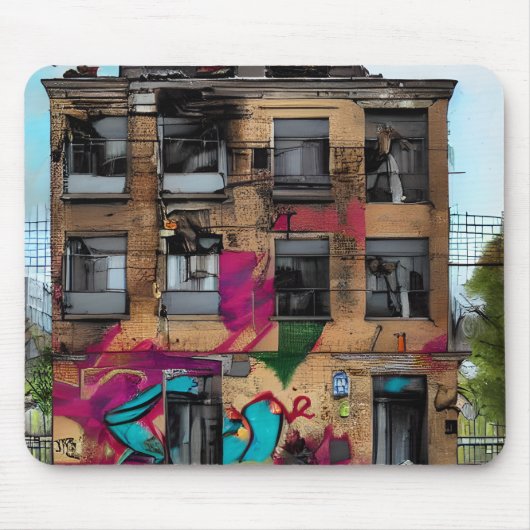 Abandoned Gebäude Abstrakt AI Art Mousepad (Vorne)