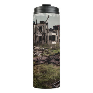 Abandoned Gebäude Post Apokalypse Thermosbecher