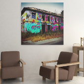 Abandoned House with Colorful Graffiti Leinwanddruck