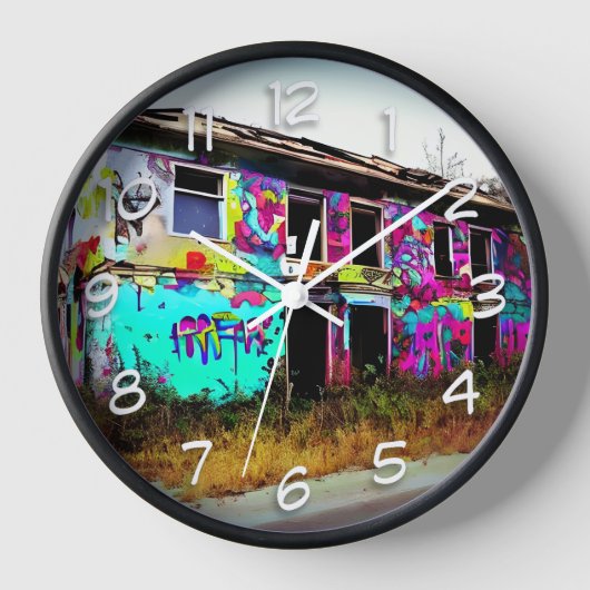 Abandoned House with Colorful Graffiti Uhr (Vorderseite)