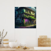 Abandoned Lila Graffiti Gebäude Urban Decke Poster (Küche)