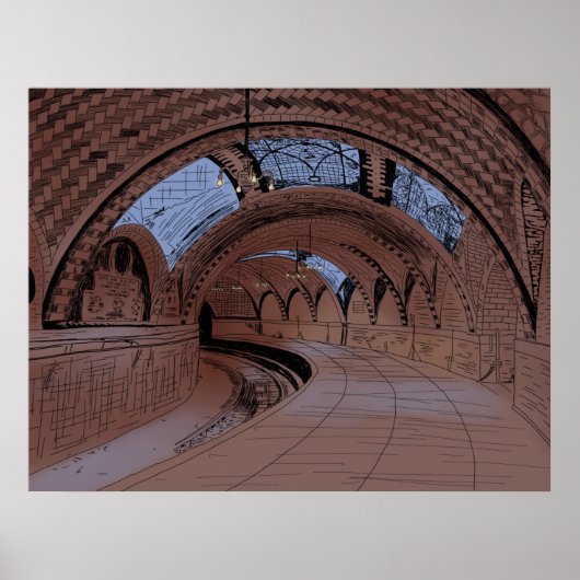 Abandoned NY City Hall U-Bahn Station Illustration Poster (Vorne)