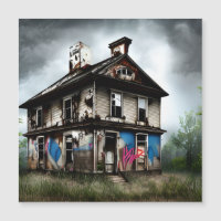 Abandoned Old House Spray Paint Graffiti