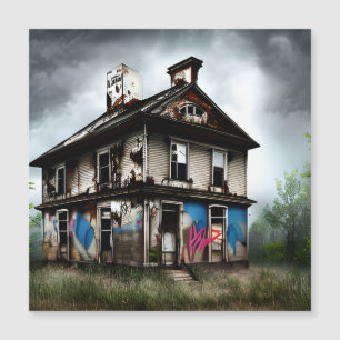 Abandoned Old House Spray Paint Graffiti Magnetkarte