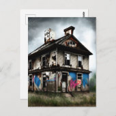 Abandoned Old House Spray Paint Graffiti Postkarte (Vorne/Hinten)