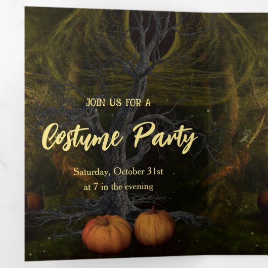 Abandoned Pumpkin Patch Halloween-Party Dreifach Gefaltete Einladung (Innen Erste Seite)