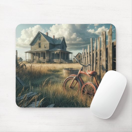 Abandoned Red Retro Tricycle Mousepad (Mit Mouse)
