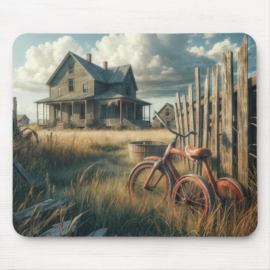 Abandoned Red Retro Tricycle Mousepad (Vorne)