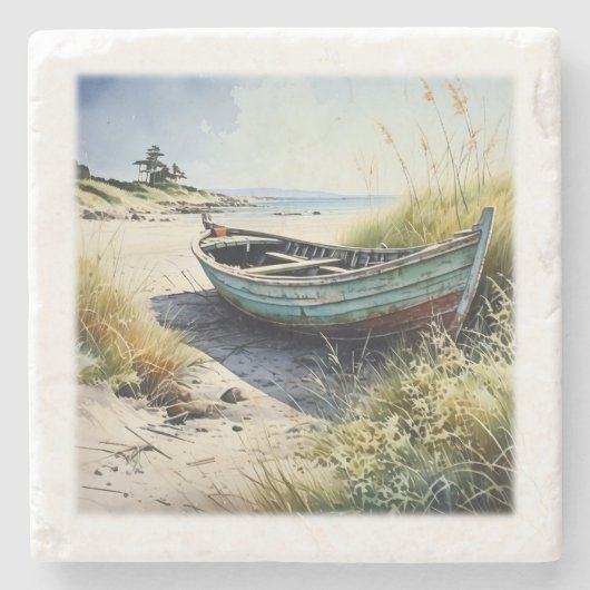 Abandoned Row Boat Steinuntersetzer (Vorderseite)