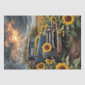 Abandoned Rusty Truck within Sunflower - Decoupage Seidenpapier (Vorderseite)