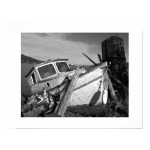 Abandoned Shipwreck Black and White Photo