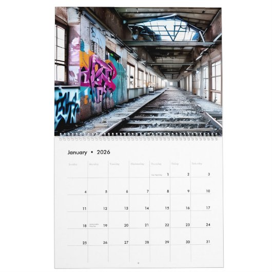 Abandoned, Street Art, Love Spaces, Graffiti Kalender (Jan 2026)