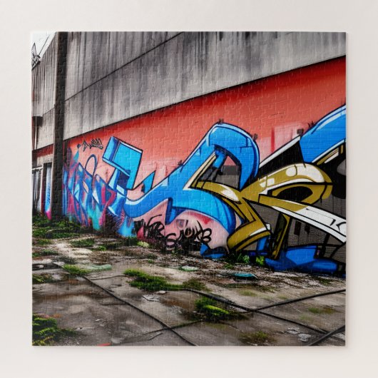 Abandoned Street with Graffiti Street Art Puzzle (Vertikal)