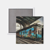 Abandoned Train with Graffiti Urban Street Art Magnet (Vorderseite/Rückseite)