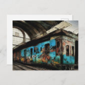 Abandoned Train with Graffiti Urban Street Art Postkarte (Vorne/Hinten)