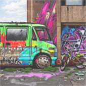 Abandoned Van and Bike Graffiti Urban Art Aufkleber (Vorderseite)