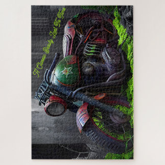 Abandoniert, rostendes Motorrad Verlassen zum Verf Puzzle