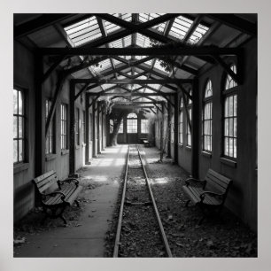 Abandonierter Bahnhof - Kohle Art Poster