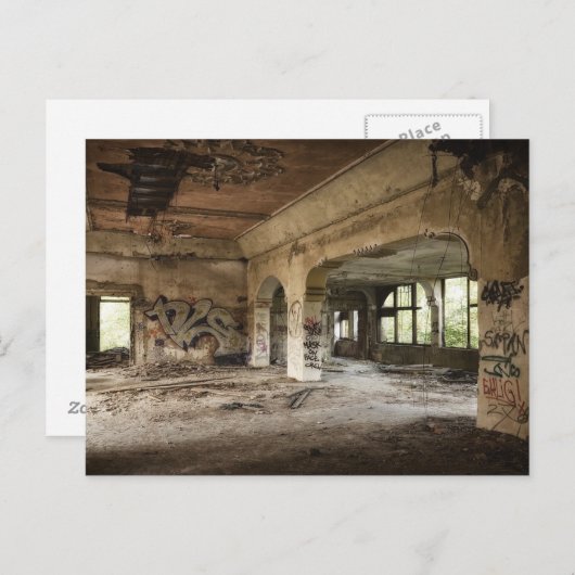 Abandoniertes Gebäude Verlassen auf "Decke"-Postka Postkarte (Vorne/Hinten)