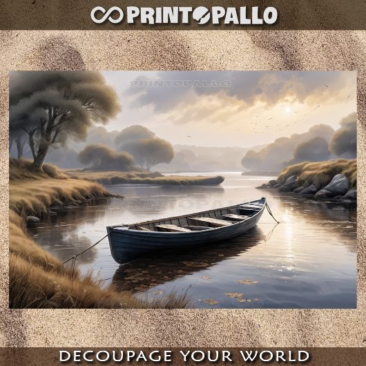 Abandontes Ruderboot im Schlamm im Morgengrauen Seidenpapier