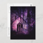 Abandred Church Lila Night Sky Digitale Kunst Postkarte (Vorne/Hinten)