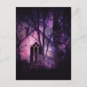 Abandred Church Lila Night Sky Digitale Kunst Postkarte
