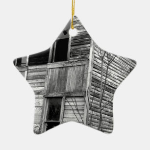 Abandred Two Story House Keramik Ornament