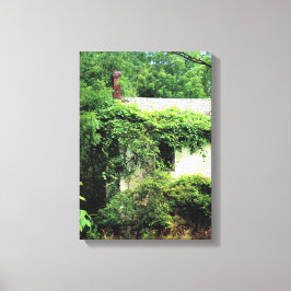 Abandred White House im Wald Leinwanddruck