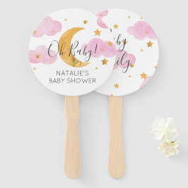 Abanico Moon & Stars Pink Baby Shower Fächer