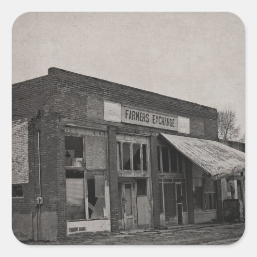 Abanoned Füttern Store Quadratischer Aufkleber (Vorderseite)