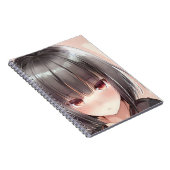 Abashed Anime Girl brünetter Bob Bernsteinaugen Notizblock (Rechte Seite)