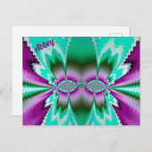 ABBEY ~ 3D-Fraktal Design-Muster ~ Green Lila Postkarte (Vorne/Hinten)