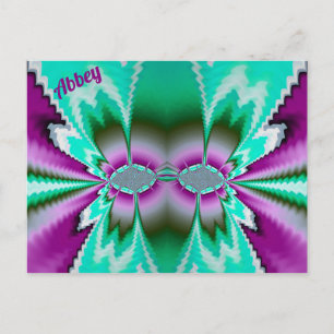ABBEY ~ 3D-Fraktal Design-Muster ~ Green Lila Postkarte
