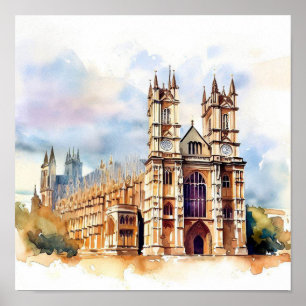 Abbey (C) London-Westminster, Watercolor Poster