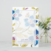 Abbey Floral Tiles - Blaue Blumen Briefpapier (Stehend Vorderseite)