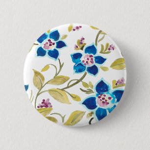 Abbey Floral Tiles - Blaue Blumen Button