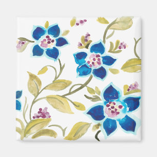 Abbey Floral Tiles - Blaue Blumen Magnet