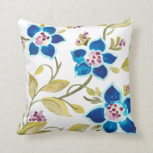 Abbey Floral Tiles - Blue Blooms Kissen