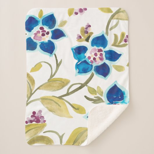 Abbey Floral Tiles - Blue Blooms Sherpadecke (Vorderseite)